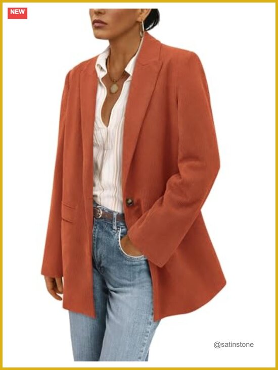 Jackets & Blazers - Women's Winter Corduroy Blazer Jacket Casual Dressy Work Business Outerwear